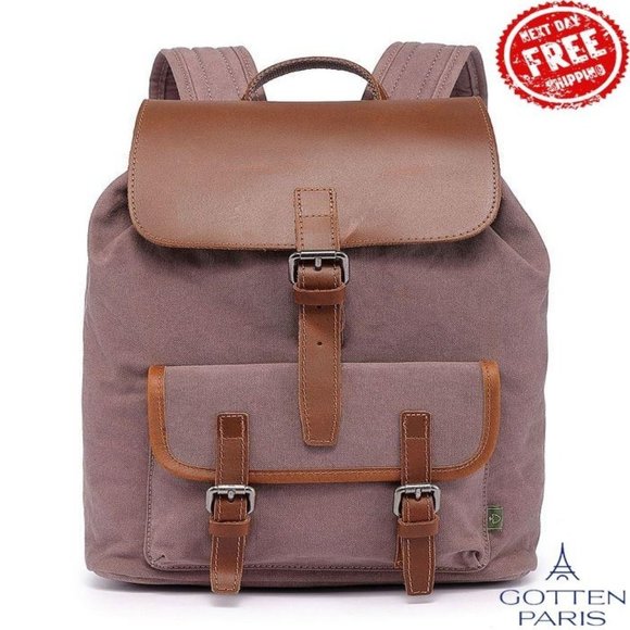 TSD BRAND Handbags - TSD BRAND Bigleaf Canvas Backpack Brown Women's Bag